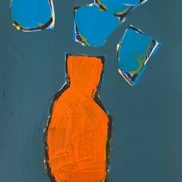 Blue Flowers, Orange Vase