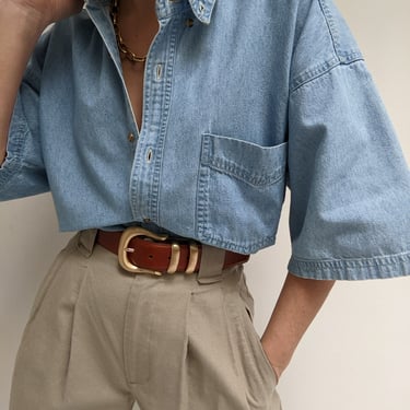 90s Faded Blue Denim Button Up