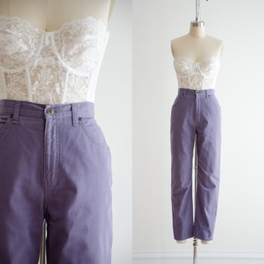 high waisted jeans 90s y2k vintage pastel purple lavender straight leg mom jeans 