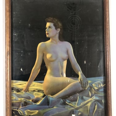 Pin Up Nude Woman Lithograph by Signed C Moss, C 1942 