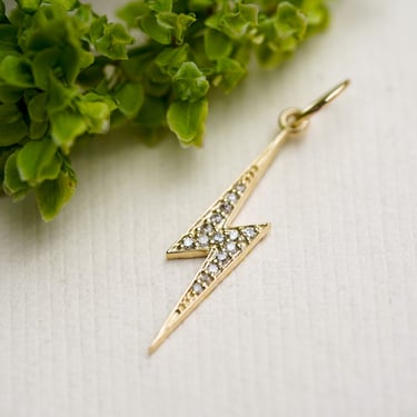 14k Diamond Lightning Bolt Charm