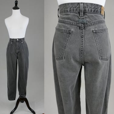 80s 90s Brittania Faded Black Jeans - 27.5" waist - Pleated Tapered Denim Pants - High Waisted - Vintage 1980s 1990s - 30" length 