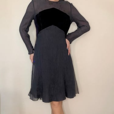 Vintage 90&#39;s Carolina Herrera Pleated and Velvet Dress by VintageRosemond