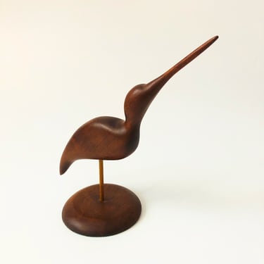 Vintage Carved Wood Sandpiper Bird 
