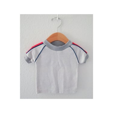 Vintage Baby Boys T-shirt 80s Striped Tee 1980s Stripe T Shirt Top Size NB 0 3 6 Months 