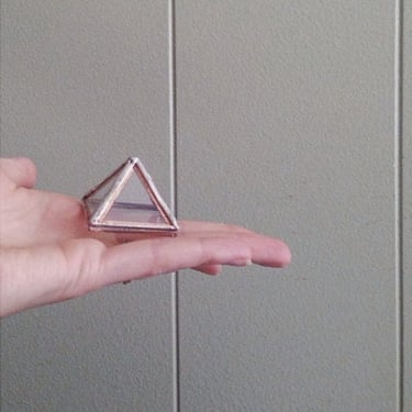 Pyramid Display Box - mini glass pyramid - jewelry box - hinged - silver or copper - eco friendly 