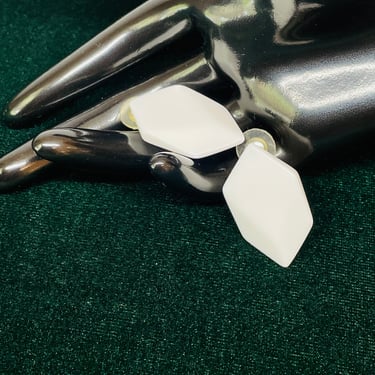 1980’s White Rhombus Shape Earrings