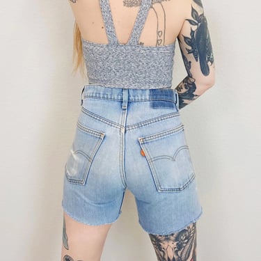 70's Levi's 505 Distressed Cut Off Jean Shorts / Size 29 30 