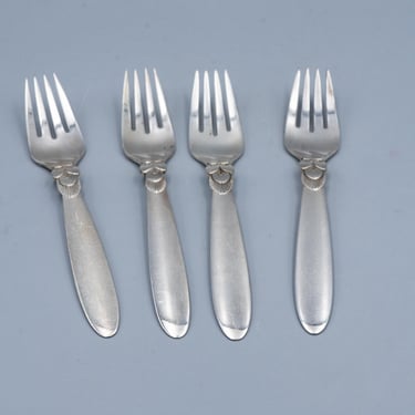Georg Jensen Cactus Luncheon Fork (set of 4) | Vintage Sterling Silver 1930s Danish Silverware by Gundorph Albertus 