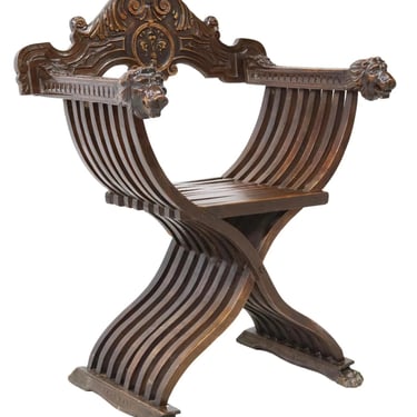Antique Chair, Savonarola, Italian, Renaissance Revival, 1800's!!