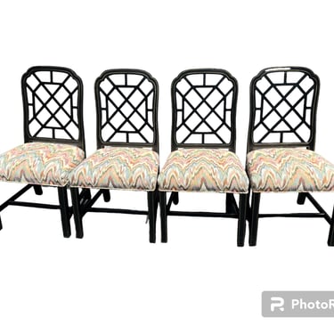 A collection of four vintage fretwork Chinese chippendale chairs 