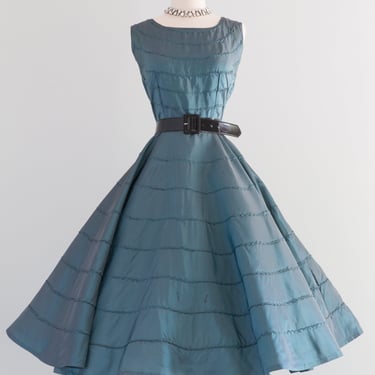 Fabulous 1950's Iridescent Sharkskin Taffeta Party Dress / Waist 30