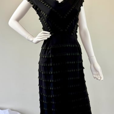 1950s Carlye Black Dress with Circle Detail 