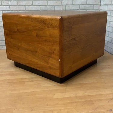 Mid Century Mod Walnut Cube Shaped Side Table