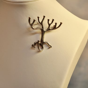 Tree of Life Menorah Brooch Solid Sterling Silver & 14K Gold By Designer Sandra Kravitz Rosenthal New Never Worn Gift for Her RARE 