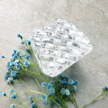 Square Crystal Votive Candle Holder/ Tea Light/Brick, Basket Weave Design/ Wedding, Shower Decor/ Scandinavian Christmas Winter Decor 