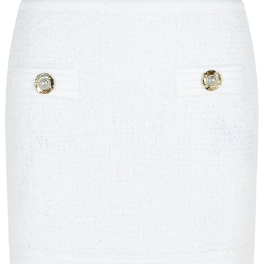 Balmain White Cotton Blend Miniskirt Women