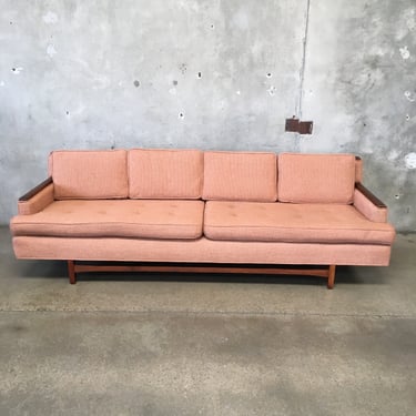 Mid Century Modern Sofa Coral Tweed and Walnut Adrian Pearsall Style