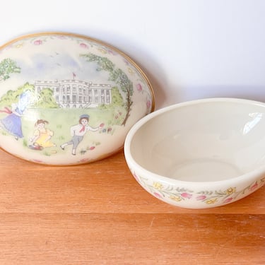 Cream Porcelain Lennox 1984 White House Easter Egg Box 
