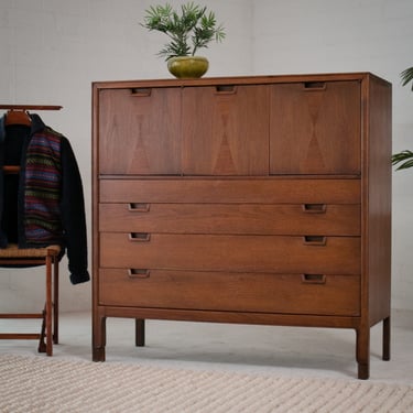 Dual Wood Two Tone Highboy Dresser