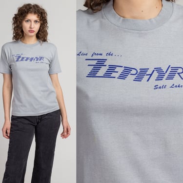 80s The Zephyr Club T Shirt - Small | Vintage Grey Salt Lake City Music Venue Graphic Top 