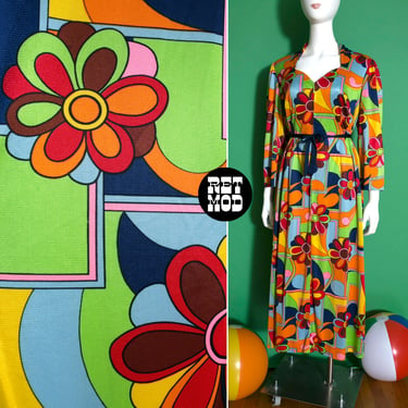 Wild Vintage-Style Flower Power Pucci Vibes Maxi Dress 