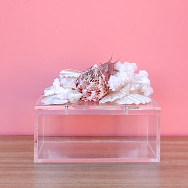 Lucite Peach Shell Box