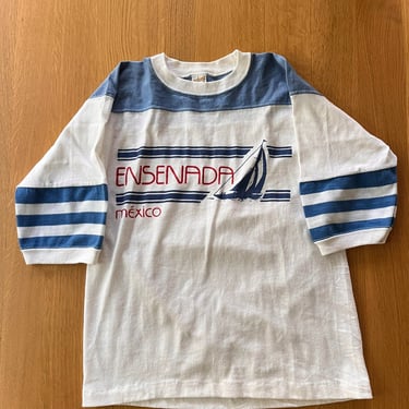 Vintage 70s jersey t-shrt / vintage raglan tee / ensenada mexico t shirt / vintage sailing t shirt / vintage sailboat tee 