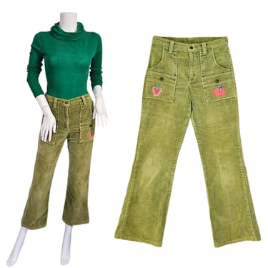 Levi's 1960's Olive Green Cotton Velvet Corduroy Pants I Sz Sm I W: 28" I Students Sportswear 