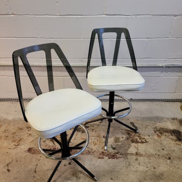 Pair of Adjustable Swivel Barstools with Backs