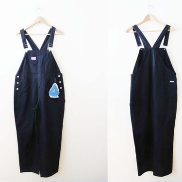 90s 2000s Women Overalls L XL - Black Baggy Oversized Overalls -  Deadstock with Tags Denim Overalls 