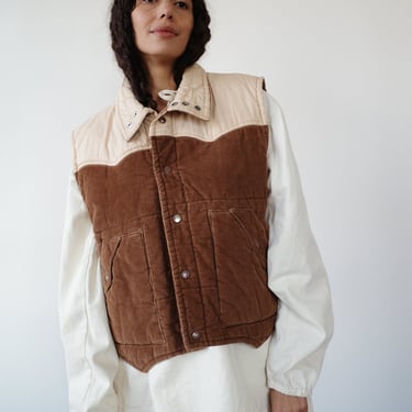 vintage 70s corduroy puffer vest