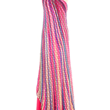 1970s Ruben Panis Candy Striped Silk Chiffon Gown