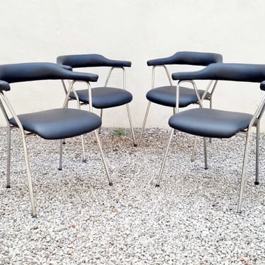 Set of 4 Mid Century Dining Chairs / Model 4455 / Niko Kralj design / Stol Kamnik / Scandinavian Design / Black Chairs / Yugoslavia / '60s 