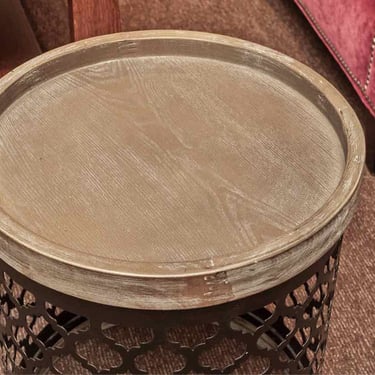 Madison Park Round Grey Finish Metal Sides   Accent Table
