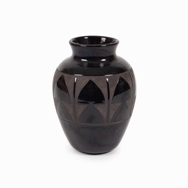 Tallhouse Native American Blackware Ceramic Vase Black Pottery Cesar Camacho Mata Ortiz Style 