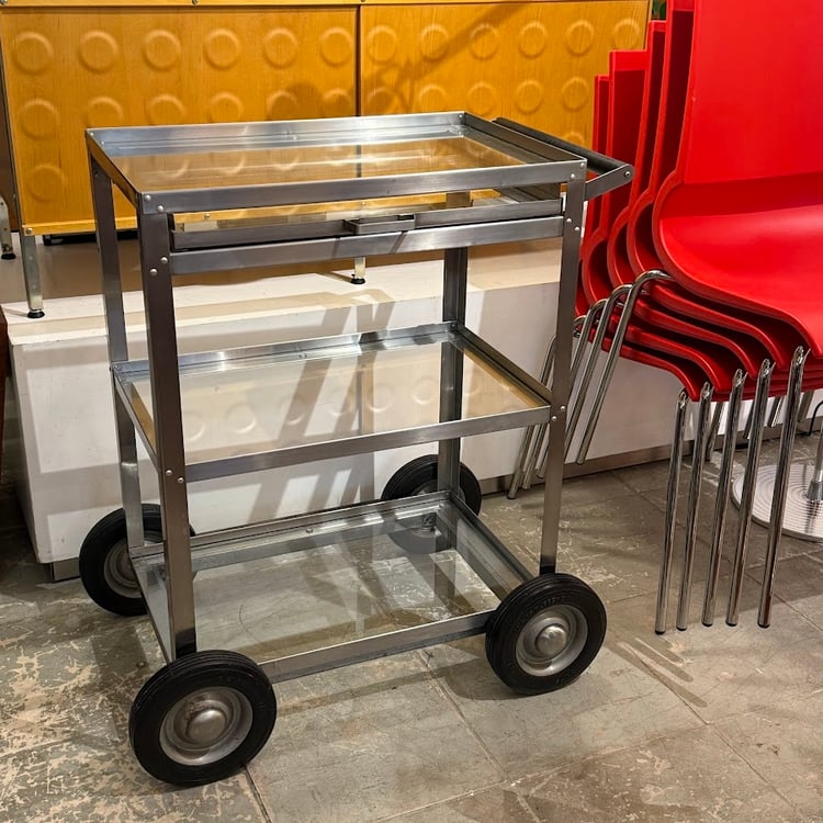 Vintage Steel and Glass Rolling Cart by CAL-DET Products