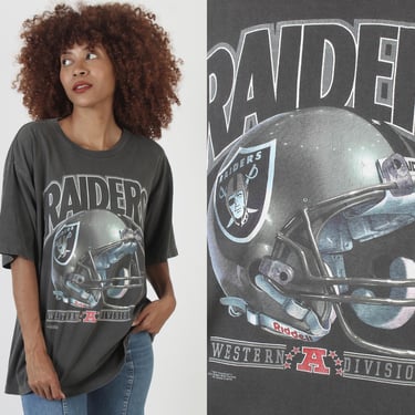 Vintage 90s LA Raiders T Shirt, 1992 Black Salem Football Tee, Western Division Champions Size XL 