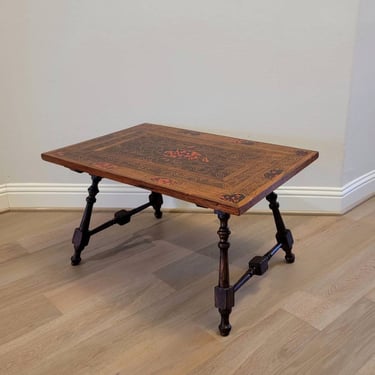 Antique Spanish Baroque Rosewood Faux Tortoiseshell Trestle Table - Coffee Table, Late 19th / Early 20th Century 