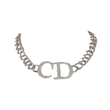 Dior Silver Rhinestone Logo Choker