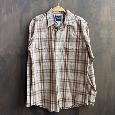 Wrangler Brown Plaid Pearl Snap