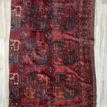 Vintage Hand Knotted Wool Rug Remnant