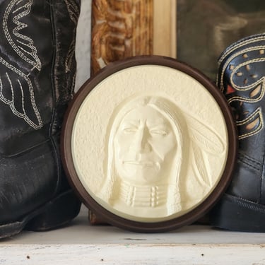 Vintage Native American 3D plastic wall decor plaque St. Labre Indian School 