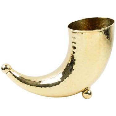 Modernist Brass Horn of Plenty Wine Champagne Cooler Bottle Holder Vase
