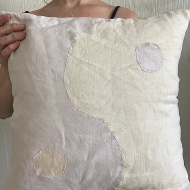 Faded Lavender Yin Yang Plant Dyed Linen Pillow Cover Sample Sale 
