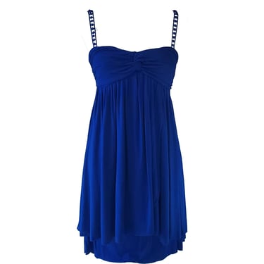Catherine Malandrino Royal Blue Dress Baby Doll Layered Formal Prom Size S Petite 