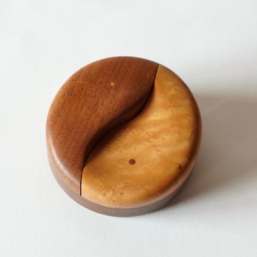 Craig Brown Studio Walnut + Maple Wood Ying-Yang  Jewelry Box 