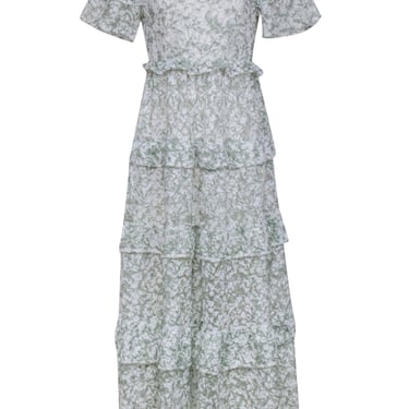 By Malina - Mint Green &amp; White Floral Lace Maxi Dress Sz XS