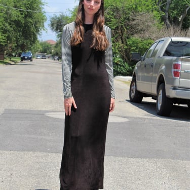 Y2k Dress, Vintage Betsey Johnson, Long Sleeve Maxi Dress, Small Women, Black White, Stretch Travel Knit 