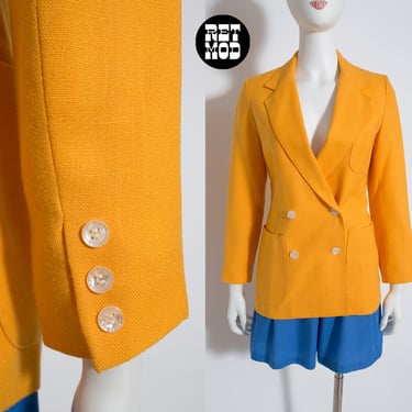 Glorious Golden Yellow Linen Blazer Vintage 70s 80s 